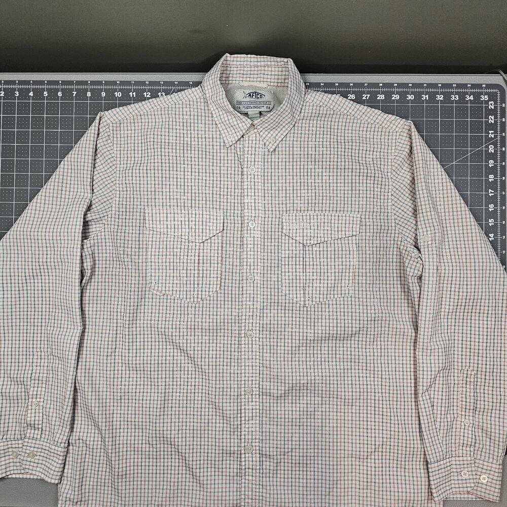 Aftco Vertex Shirt XL Plaid Technical Fishing Vented Lined Button-down Technical